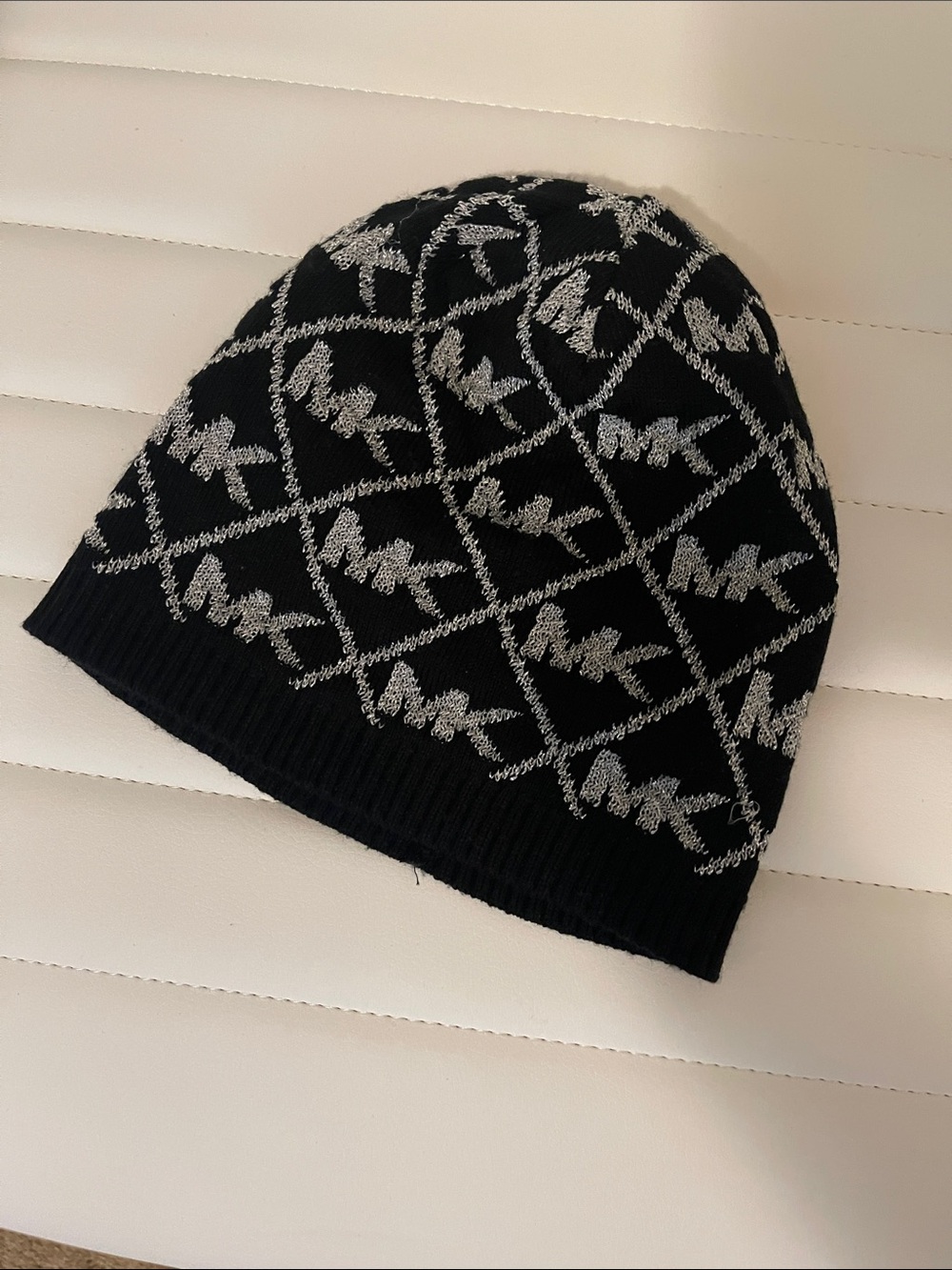 Michael Kors Black and Silver Knit Beanie Hat